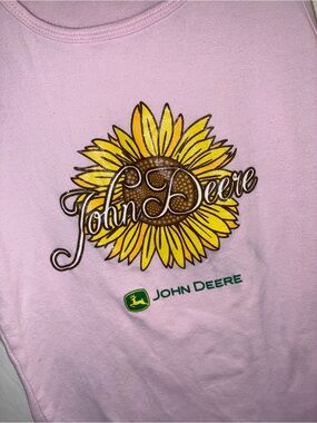 John Deere Pink Tank with Yellow Sunflower Graphic